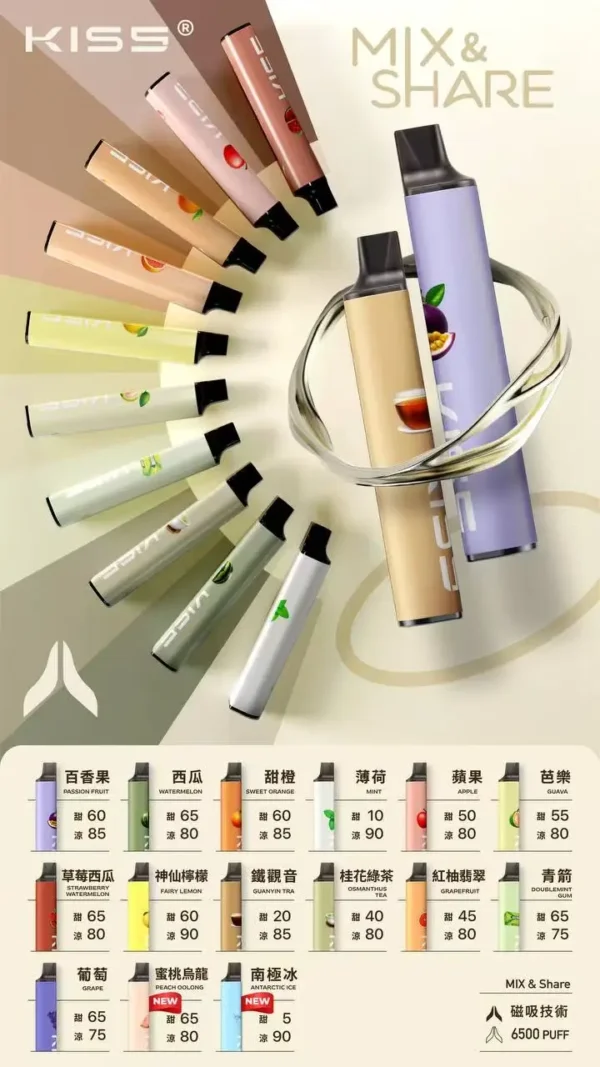 KIS5 鎧斯 6500口拋棄式電子煙｜主打雙芯磁吸黑科技與百變風味配對｜適合偏好自由解鎖奇幻層次與流線工藝手感的玩家