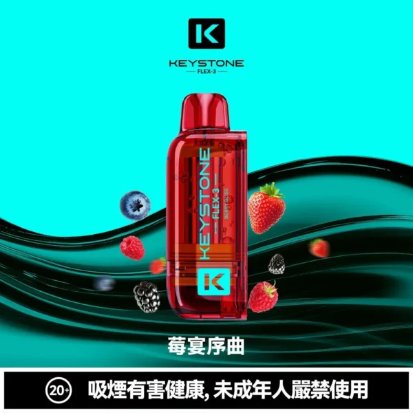【買一盒煙彈送主機】KEYSTONE FLEX-3 鑰石 25000口拋棄式電子煙｜三段功率調節與Mesh網芯霧感體驗｜適合追求高續航與個性化口感的玩家